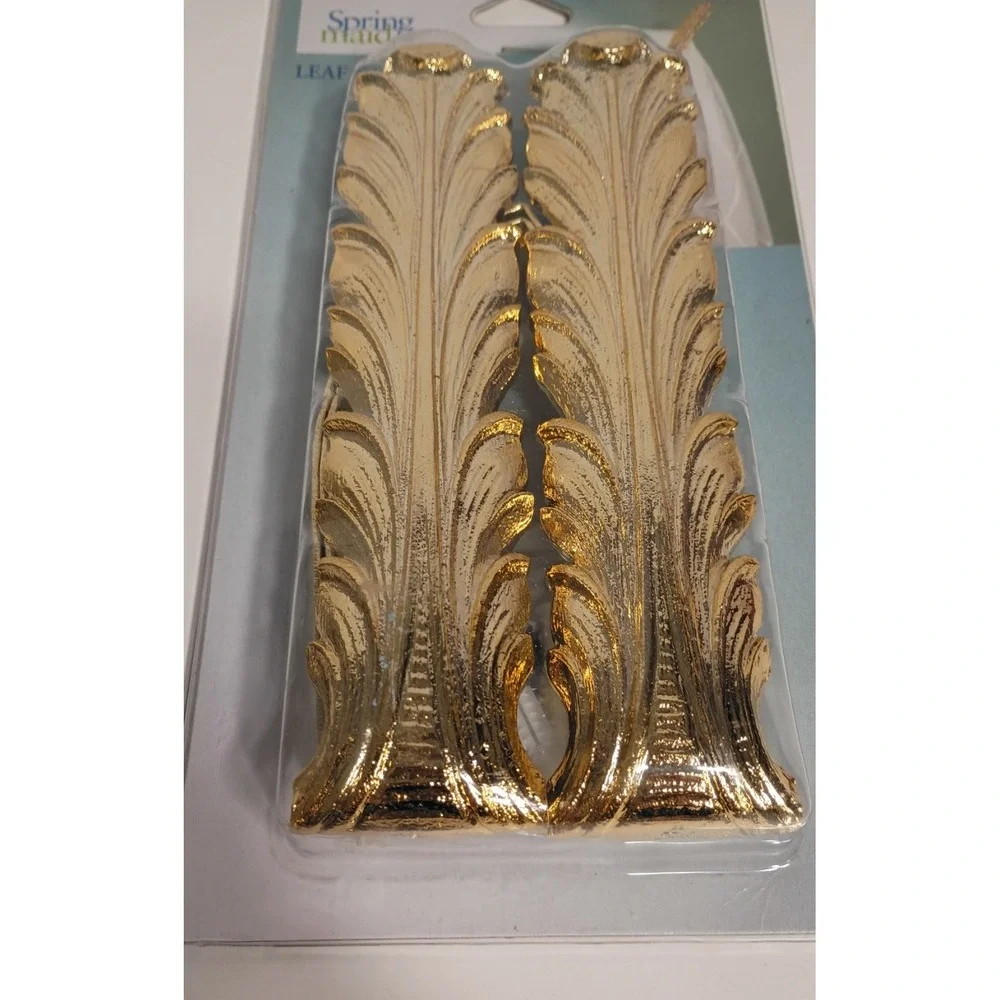 Vintage Springmaid Gold Leaf Holdback Brass Curtain Drapery Window Fashions NOS